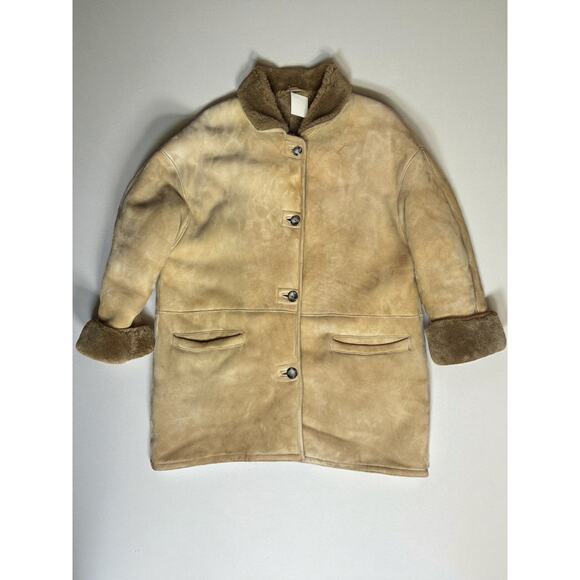 Vintage 1980s Shearling Sheepskin Coat Jacket Germany Antler Men's Munich XL - Picture 1 of 6